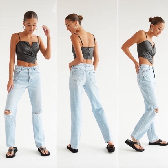 Rolla's Heidi High Rise Loose Straight Jeans Light G'Day Mate Wash Distressed 26 - Picture 3 of 14